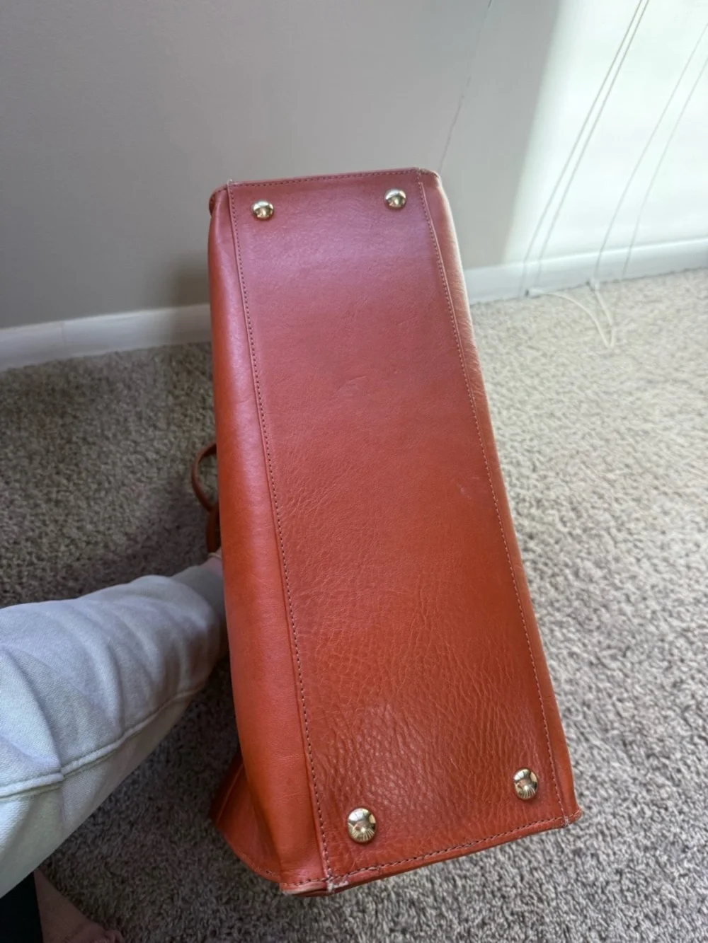 Mark & Graham Camel Essential Leather Work Tote Bag Large